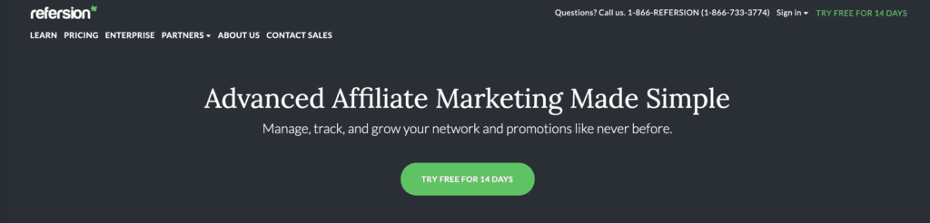 refersion affiliate marketing software screenshot
